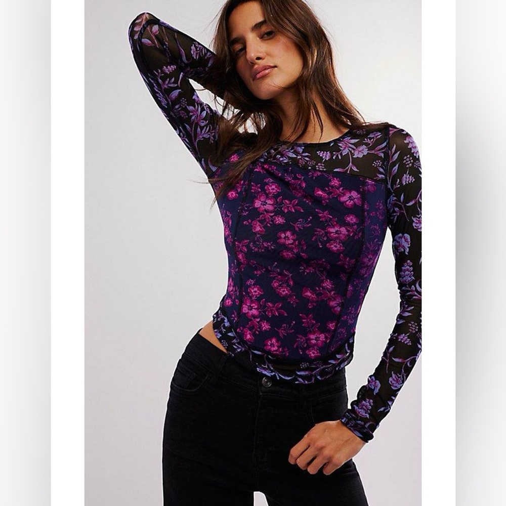 Free People Betty’s Garden Top in Purple NWT